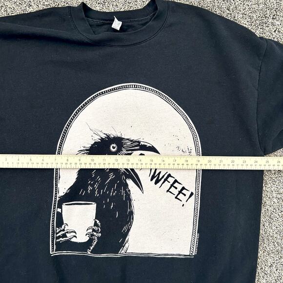 American Apparel “CAWFEE!” Raven Graphic Crewneck Sweatshirt Unisex XL - Picture 6 of 7